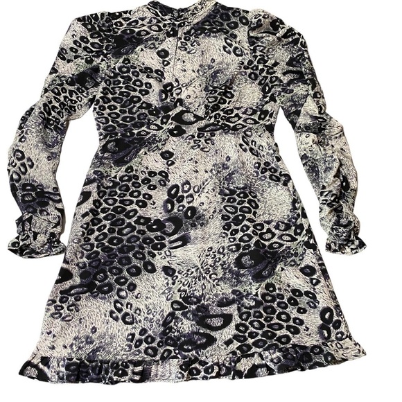 Topshop ruched mini dress in monochrome animal print like new woman’s size 10 - Picture 9 of 12